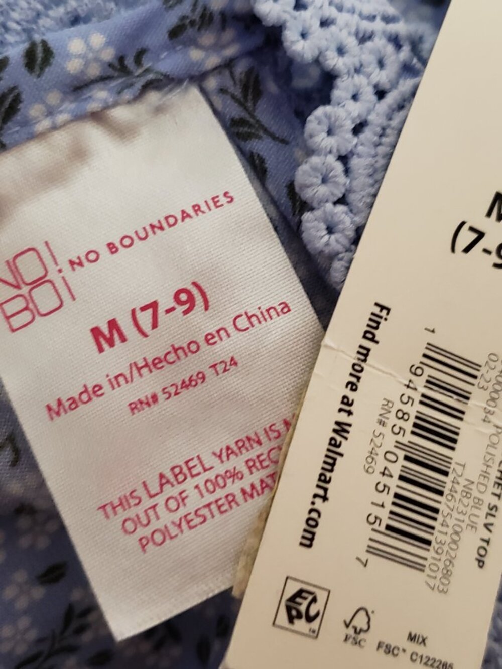 NOBO Crochet Lace Top M Periwinkle Blue Ditsy Floral Cottage Prairie Twee Fairy - Picture 6 of 8